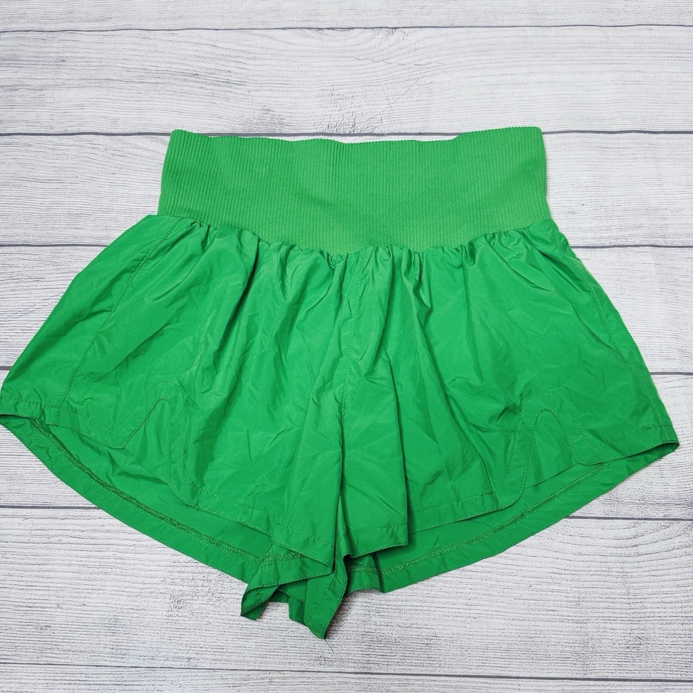 Free People FP Movement Green Sheen Carpe Diem Athleisure Shorts Women's Medium